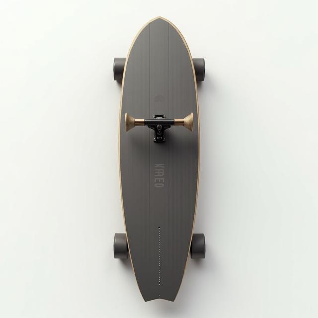 Vue de dessus d'un surfskate Carve Pro montrant son truck avant articulé.